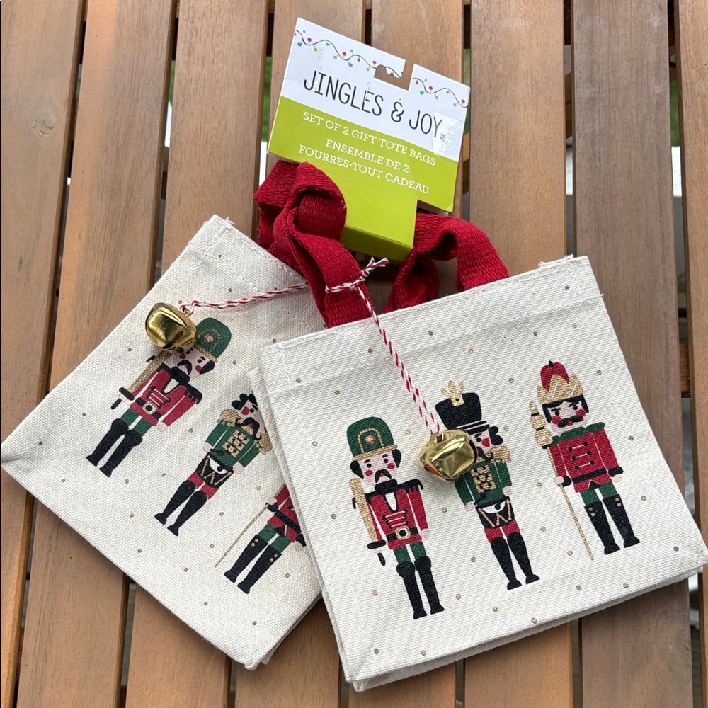 Jingles & Joy Set Of 2 Canvas Gift Bags